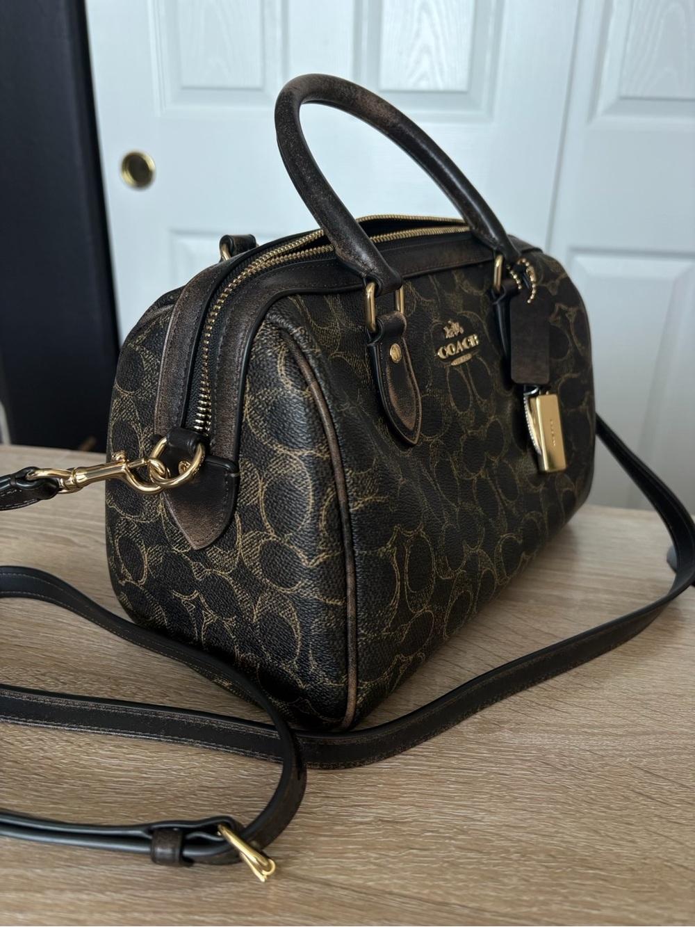 Coach Rowan Loved Signature Satchel with Gold Hardware